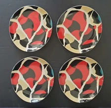 Set of 4 Diane Von Furstenberg Appetizer Plates Abstract/Giraffe Print Oval 7"
