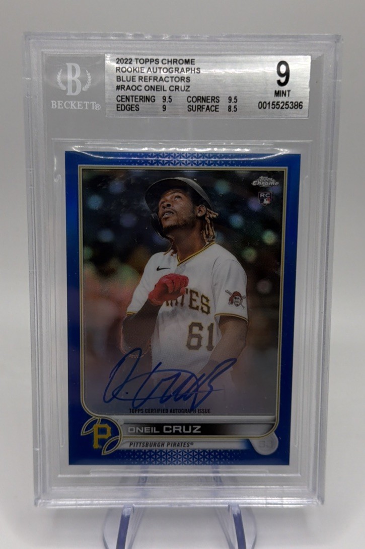 2022 Topps Chrome Oneil Cruz RC Auto True Blue /150 Pirates BGS 9