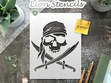 Pirate Skull Flag Wall Art Stencil for Nautical - Themed Decor - StencilAir