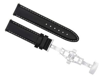 22 MM GLATTLEDER UHRENARMBAND BAND FALTSCHLIESSE FÜR BREGUET SCHWARZ WS