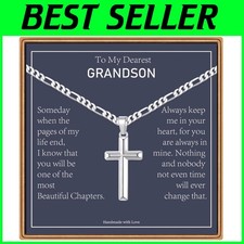 Men's Cross Necklace, Stainless Steel Figaro Chain Gift Set