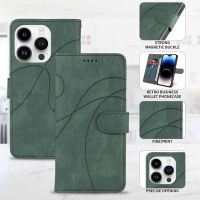 Premium Leder Flip Wallet Case Kartenetui iPhone 16 15 14 13 12 Pro Max