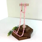 Vintage Miriam Haskell Pink Glass Bead Necklace Gold Tone Clasp Signed 80s