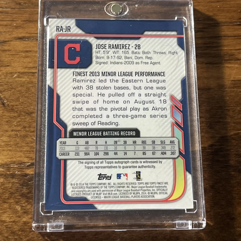 2014 Topps Finest Jose Ramirez Refractor Rookie Auto - Image 2 of 2