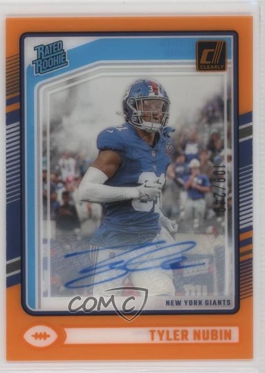 2024 Panini Clearly Donruss Rated Orange 109/249 Tyler Nubin Rookie Auto RC 1pi4