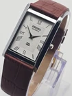 Vintage Classic Seiko Slim Men's Wrist Watch -Leather Strap White Dial
