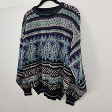 Vintage 80's Geometric Sweater Men's Medium Multicolor Knit Expressions Int.