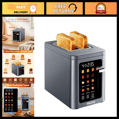 Smart Touchscreen 2-Slice Toaster, Stainless Steel, Wide Slot, Auto Shutoff, Def