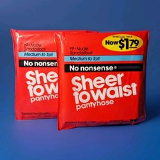 No Nonsense Sheer to Waist Pantyhose 2 Packs Nude Sandalfoot Size Medium to Tall