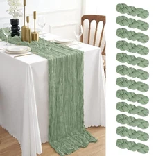 12 Pack Cheesecloth Table Runner Boho Rustic Gauze 12Pcs-35×120inch Sage Green