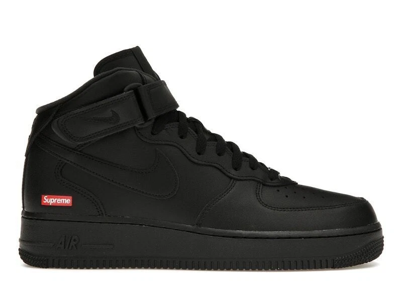 Nike Supreme x Air Force 1 Mid Box Logo - Triple Black for Sale