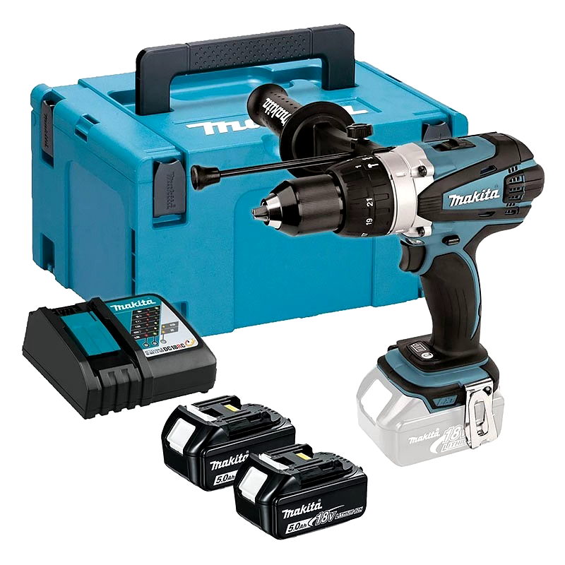 Trapano a percussione 18V LXT (2x5,0 Ah) in MAKPAC - MAKITA DHP458RTJ