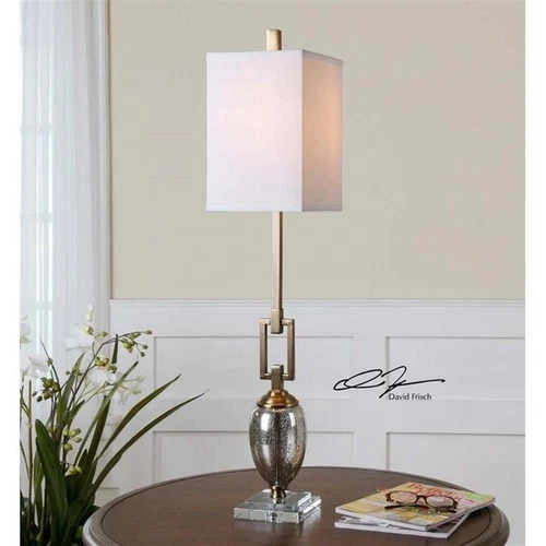 Uttermost Copeland Metal Mercury Glass Crystal Buffet Lamp in Bronze/Off White - Picture 1 of 10