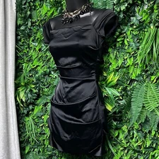 Betsy Adam Dress 2 Black Mini Cocktail Ruched Bodycon Party Dress 2839