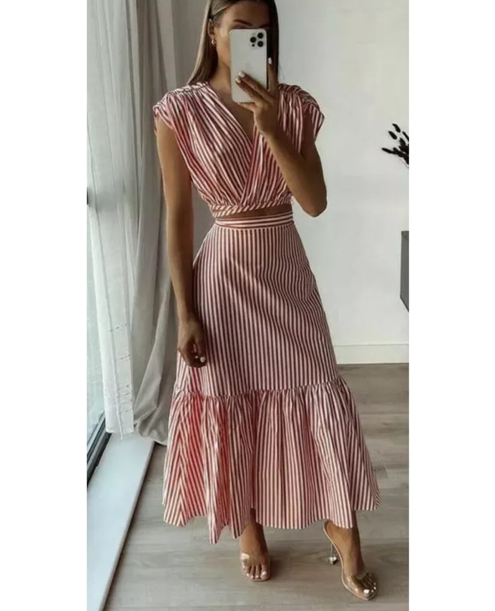 給料日価格！theredthread S ribbon dress pleats BNWT ZARA RED AND WHITE STRIPED POPLIN RUFFLED SKIRT SIZE XS