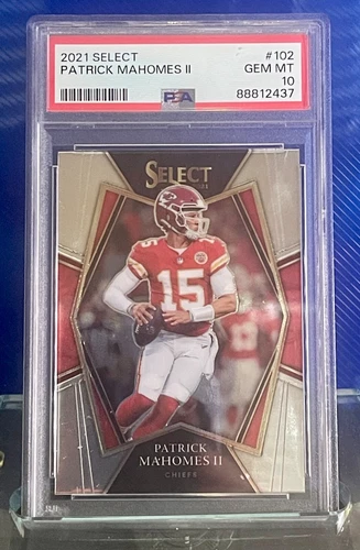 Patrick Mahomes 2021 Panini Select Premier Level #102 Kansas City Chiefs PSA 10