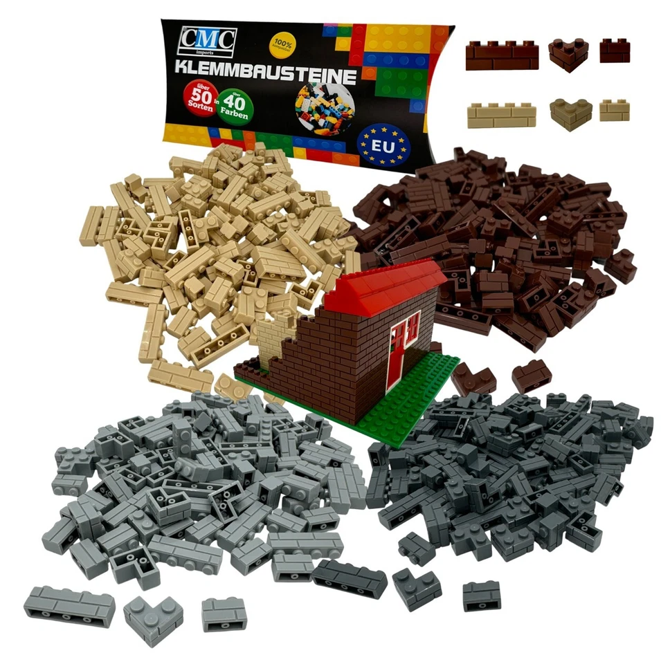 CMC 110 Klemmbausteine Mauersteine Wand Ecke Eckstein 1x2-1x4-2x2 Masonry Bricks