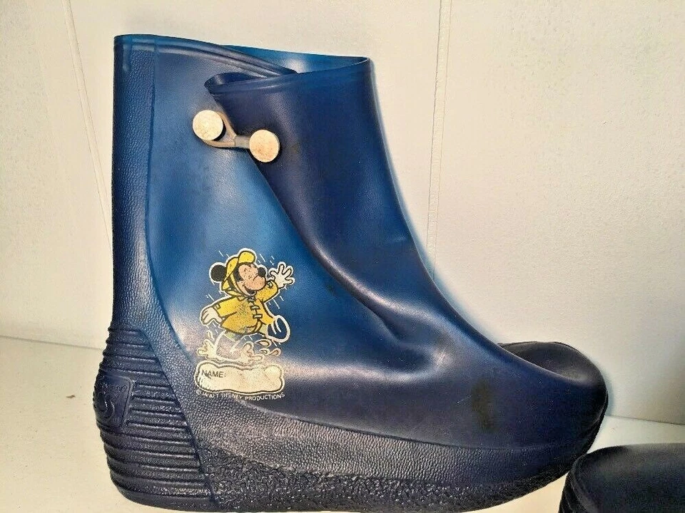 Botas de Lluvia Mickey Mouse Disney Pals Niños Talla 13 Sin Cordones Galoshes Disneyana 1980 Foto 3 de 4