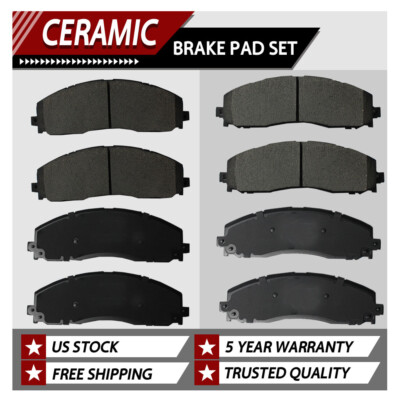 Front Rear Ceramic Disc Brake Pads Kit For Ford F-250 Super Duty F-350 F-450