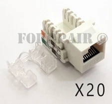 20 Pack Lot - CAT5e RJ45 110 Punch Down Keystone Modular Snap-In Jacks - White