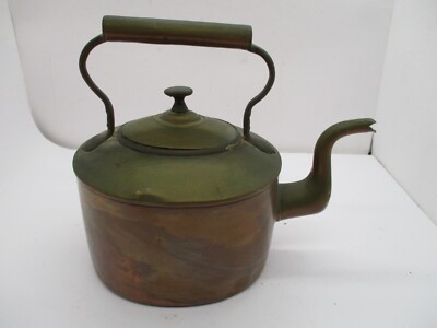 Vintage/Antique Heavy Copper and Brass Tea Kettle Marked with ''M''