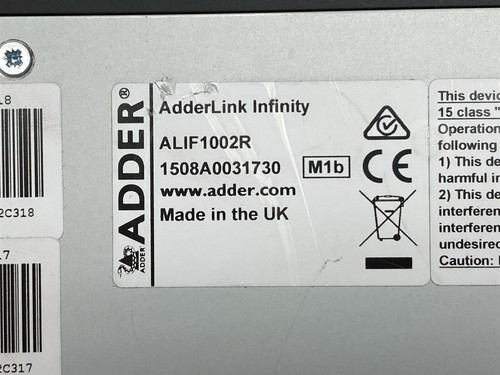 ADDERLink INFINITY ALIF1002R Receiver Network DVI IP USB Extender *No AC Adapter - Photo 5/5
