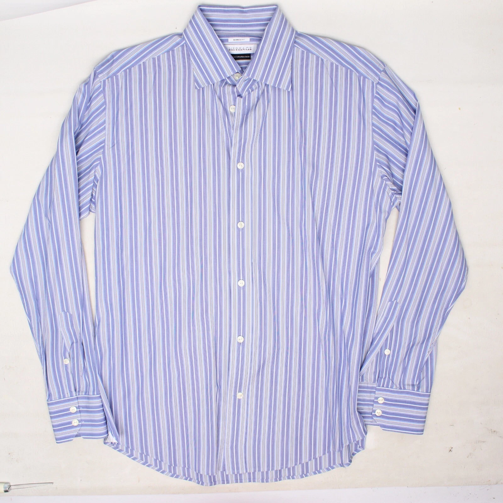Camicia abito da uomo Versace Collection 16 5 a righe blu cotone adatto per affari