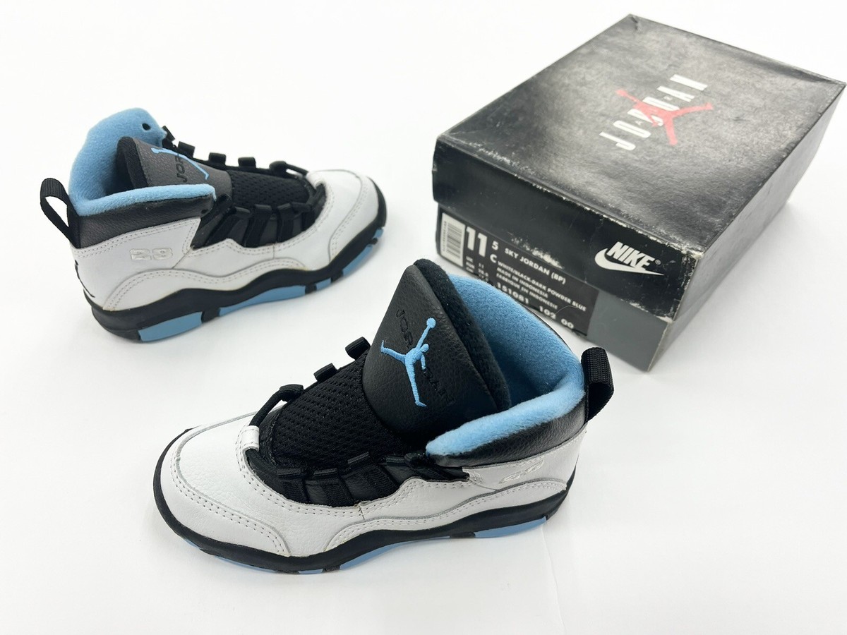 1994 Vintage Sky Jordan X White Powder Blue Black Sz 11.5C Kids 