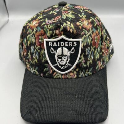 Las Vegas Raiders Hat Men Floral Corduroy 9Forty New Era Snap Back Cap New