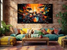 Drum Set Painting Wall Art Canvas Unframed Print Art