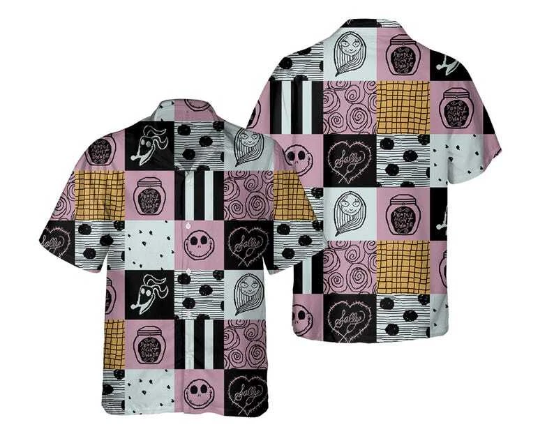 The Nightmare Before Christmas Jack Zero Sally's Patchwork Hawaiian Shirt