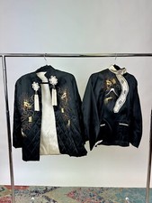 1930s Vintage Asian Silk Chinese Embroidered Dragon Pajama 4 Piece Suit Set