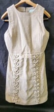 She + Sky Tan Womens Sleeveless Corduroy Dress Braid Design Short Size S