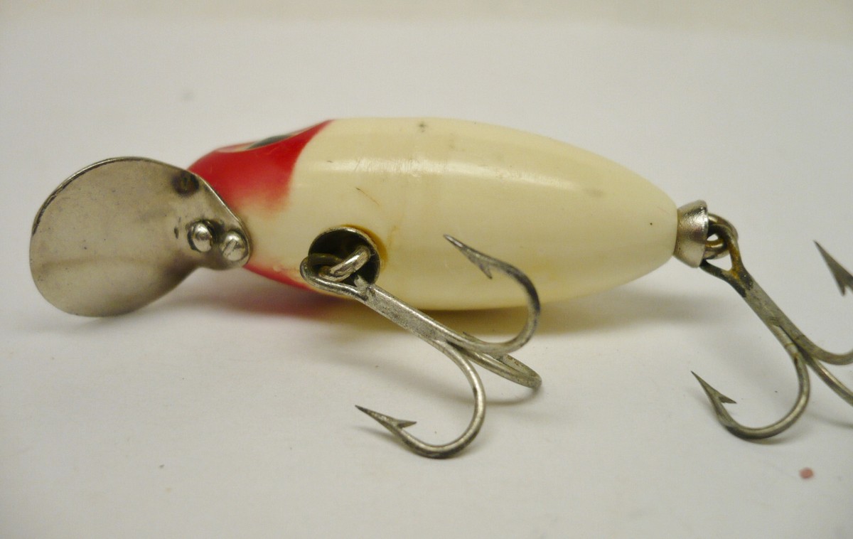 Anciens Leurres De Pêche Fred Arbogast Hula Dancer Vintage - Lot De 2 (jaune Et Rose/orange)