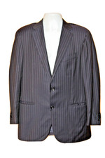 Mens 40 R Ermenegildo Zegna " All Season Twill " Navy Blue Stripe Wool Suit