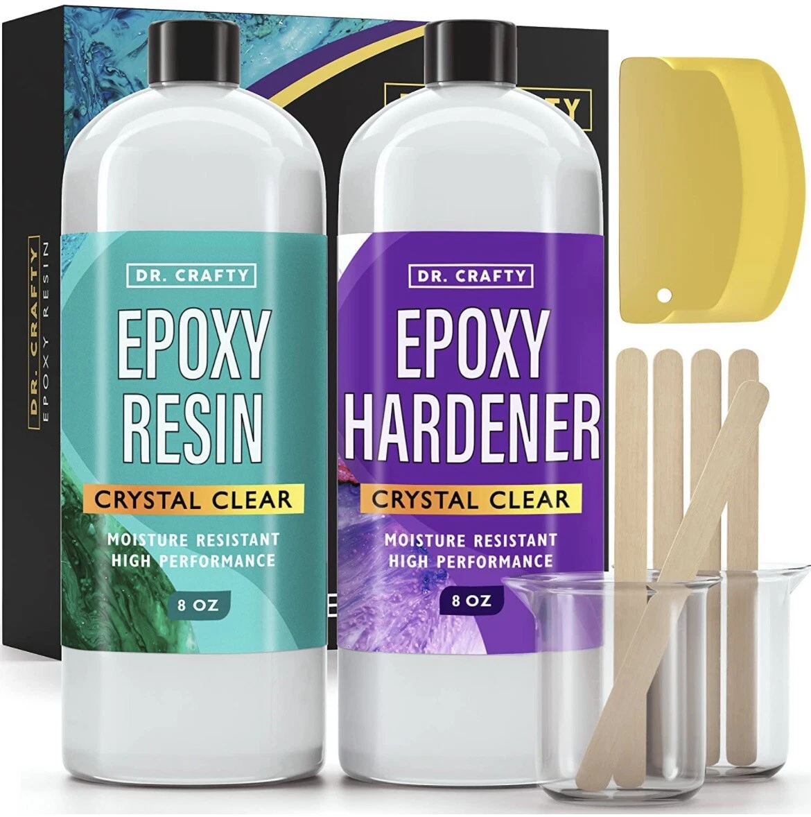 DR. CRAFTY Clear Epoxy Resin 16oz Kit for Jewelry Making Crystal Clear Resin