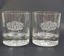 2 Vintage Chivas Regal Lowball Glasses Barware 1960s Etched Scotch Whisky