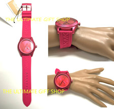 NEW MICHAEL KORS MADDAY HOT PINK SILICONE BAND,MK LOGO SIGNAT. DIAL WATCH MK6803
