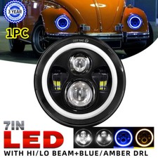 Dot 7 Inch Round Led Headlight Hilow Beam Blueamber Halo Eyes Drl Projector