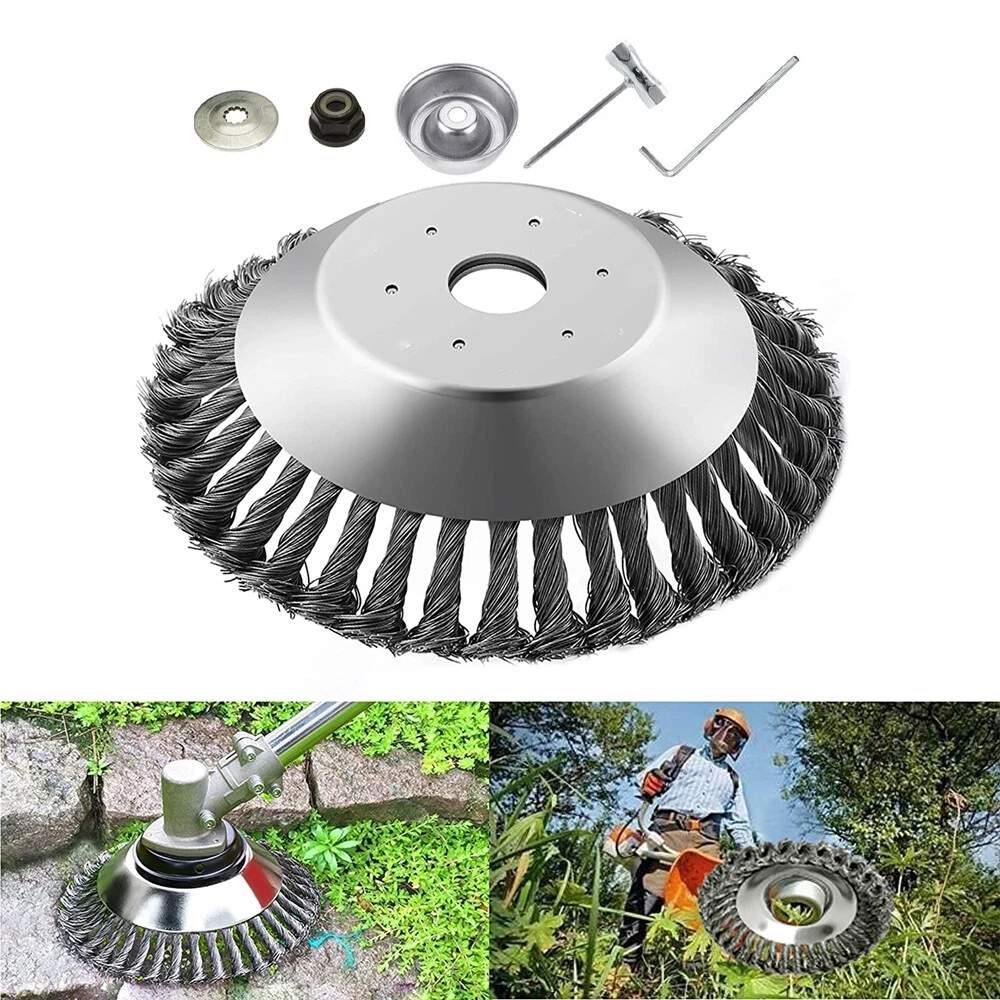 8 inch Steel Wire Wheel Brush Cutter Weed Eater Trimmer Head with Adapter Kit