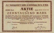 BAYA Finanzierungsges. f&uuml;r Immobilien Industriebeteiligungen 1923 M&uuml;nchen Kupons