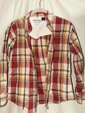Resistol Rodeo Gear Boys L 10/12 Plaid Button-Up Long Sleeve Cotton Red/Blue
