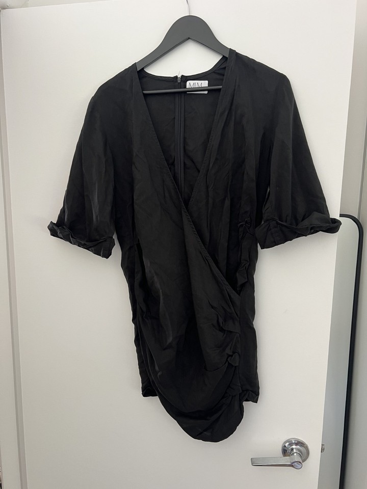 MLM Women's Mini Shirt Dress Cotton Black Size Small