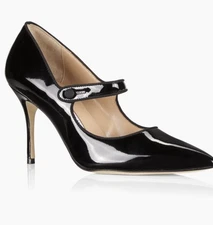 Manolo Blahnik Campari 90MM Patent Leather Mary Jane Pumps US 6.5 / EUR 36.5