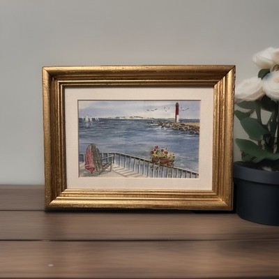 Overlooking The Coastal Bay Framed Print