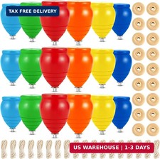 Traditional Wooden Spinning Tops, Set of 18 Trompos with Metal Tip
