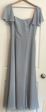 DB Studio Celebrate Dusty Blue Lined Flutter Short Sleeve Bridesmaid Dress Sz 12