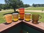 Vtg Anchor Hocking Fire King Kimberly Coffee Cup Mug Diamond Pattern Mix Lot (6)