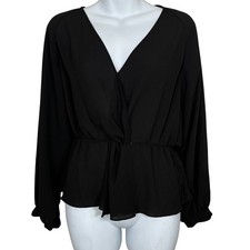 AllSaints Mia sleeve top in black with long sleeves Size Small