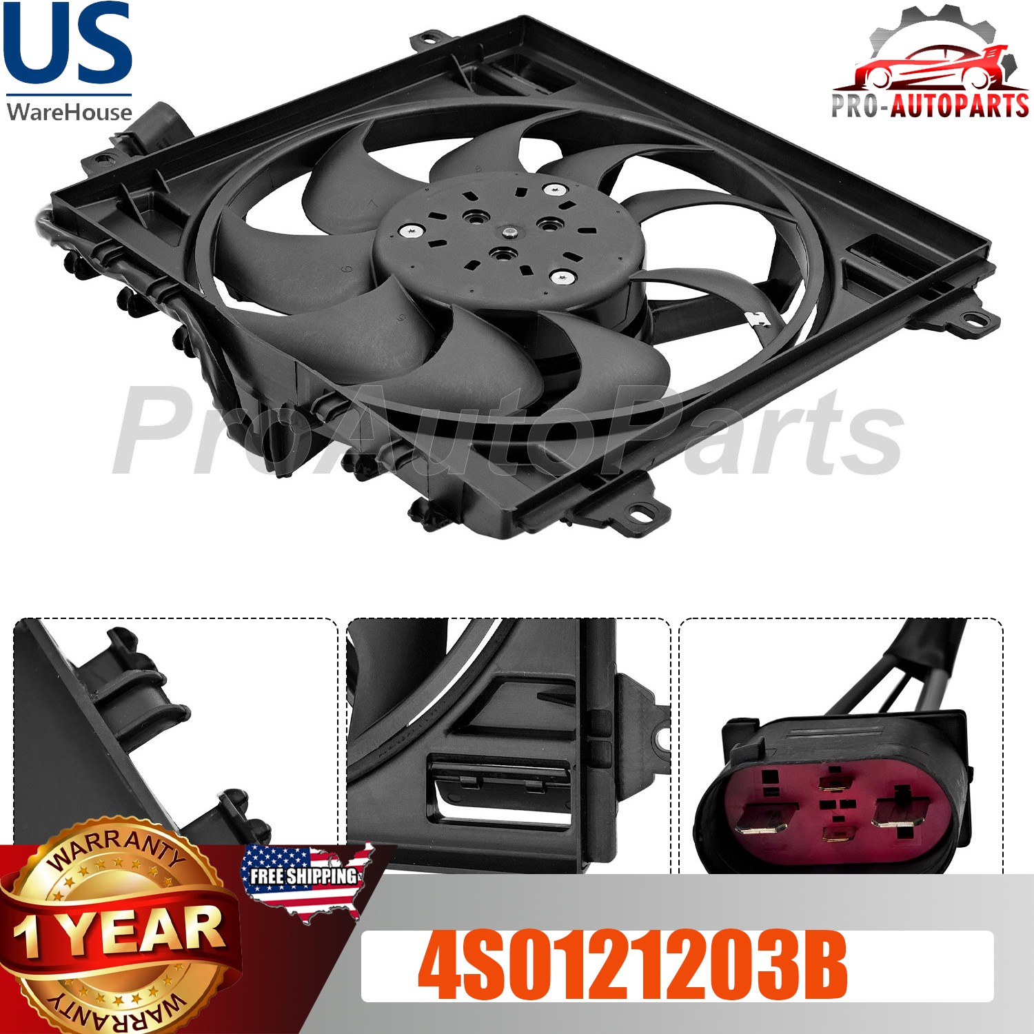 4S0121203B Front Engine Cooling Fan For Lamborghini Huracan LP610 LP580 Audi R8